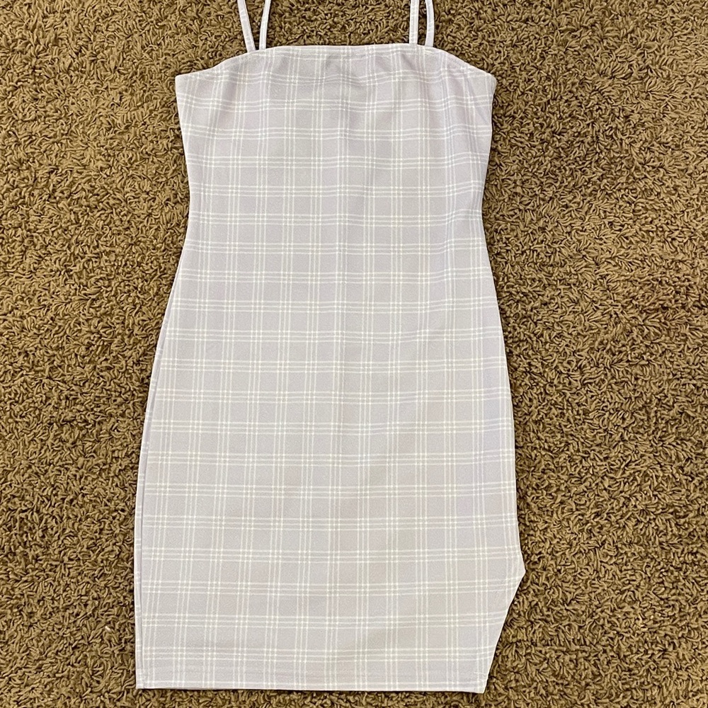 NWOT Light Purple and White Plaid Mini Bodycon Dress